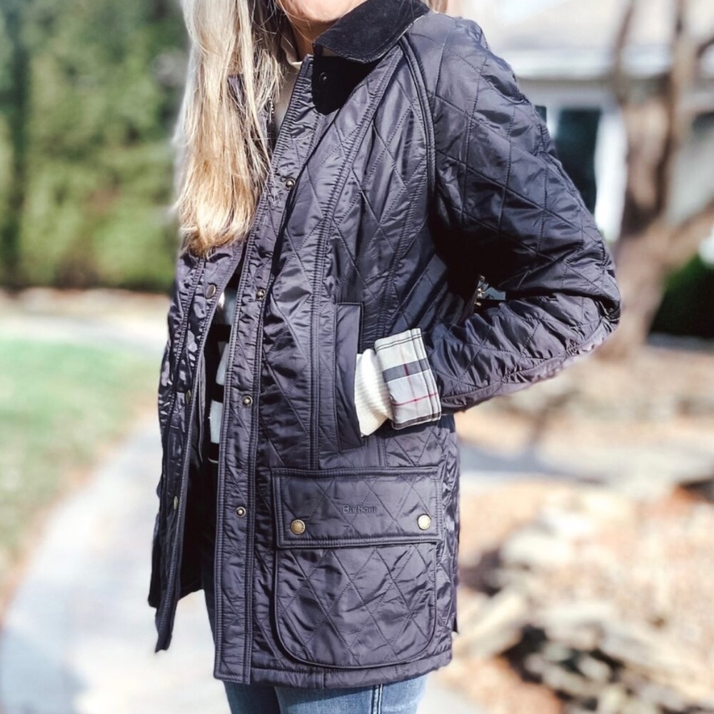 Barbour Quilted Jacket in Navy and Black